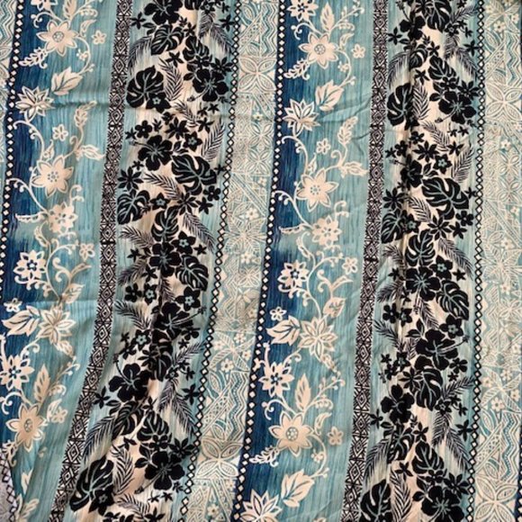 Hawaiian Print Fabric, Green Beige, Black - Picture 6 of 7